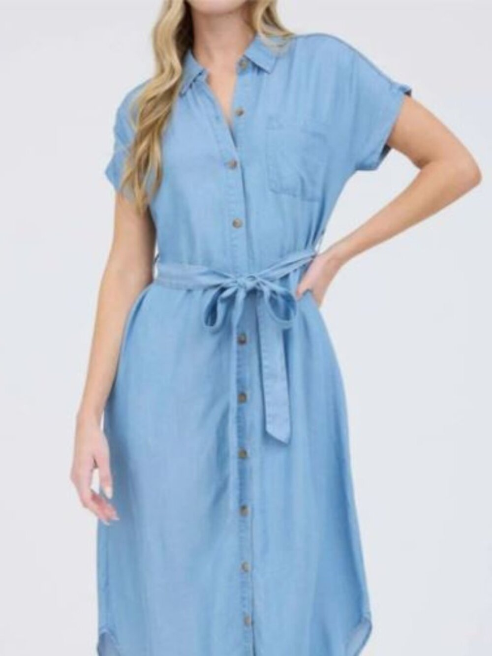 Active USA SS Button Down Denim Dress Sz L